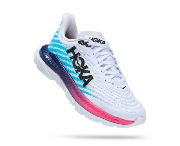Hoka Mach 5 running shoes white/blue women 