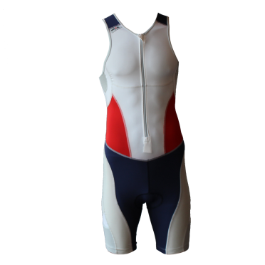 Ironman trisuit front zip sleeveless extreme suit white/blue/red men 