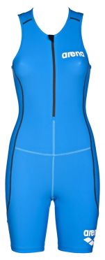 Arena ST front zip sleeveless trisuit blue women 