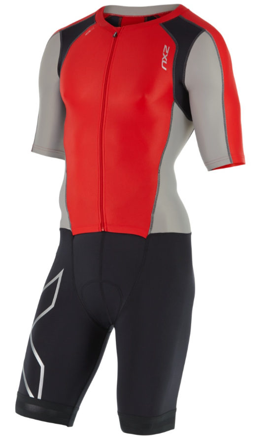 2XU Compression Full Zip sleeved trisuit black/red/grey men   MT4442dFSC/FRG-VRR