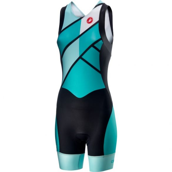 Castelli Short distance W race trisuit back zip sleeveless green/blue women  18120-044