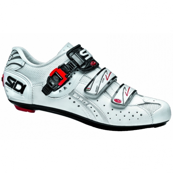 White/White/Red SIDI Genius 5 Fit Carbon Road Cycling Shoes 