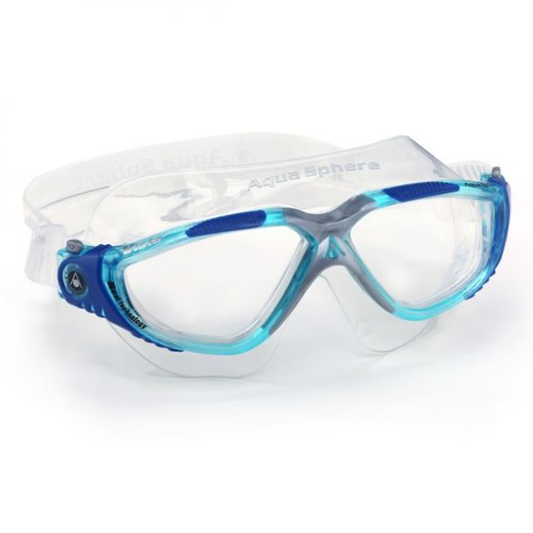 Clear Blue Aqua Sphere Vista Smoke Tinted Lens Swim Goggle Black 