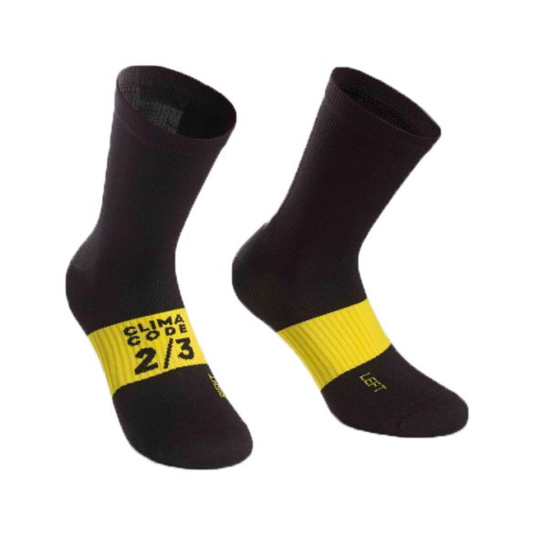 Assos spring/fall cycling socks black/yellow unisex  P13.60.676.18-VRR
