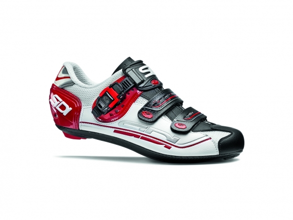 10.25 US Sidi Genius Fit Carbon Cycling Shoes White/Black/Red Men's 44.5 EU 