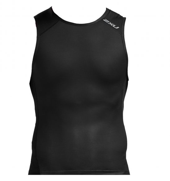 2XU Perform rear zip sleeveless tri top black men  MT5529a-BLK/BLK