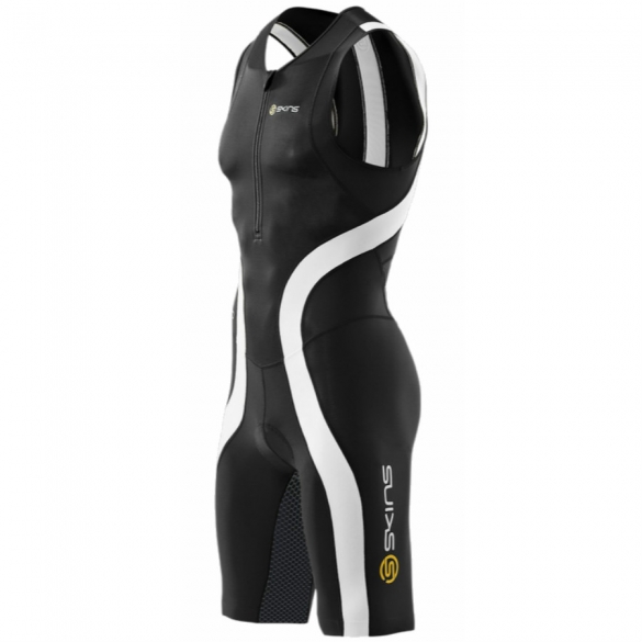 Black/White SKINS Men's Tri 400 Triathlon Skinsuit with Back Zip X-Small 
