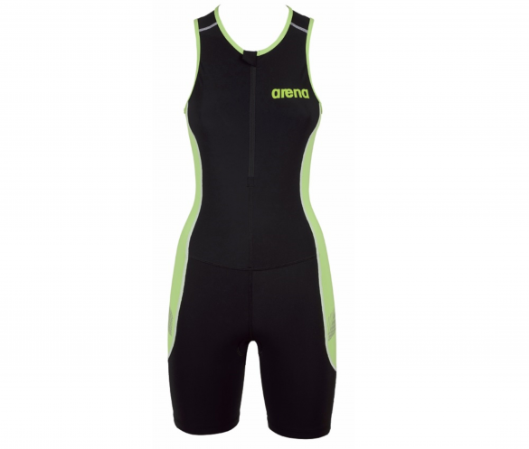 Arena ST front zip sleeveless trisuit black/green women  AR25106-56